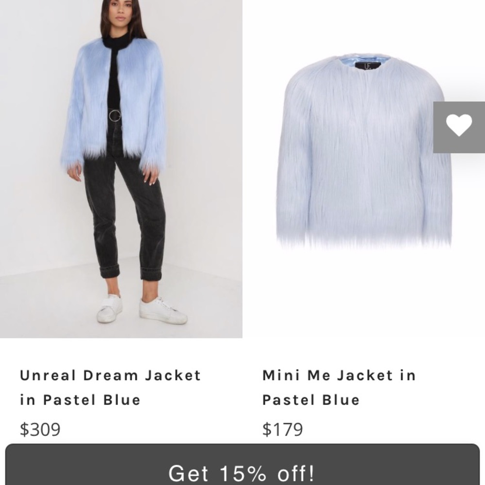 Unreal Fur mommy and me blue faux fur jackets